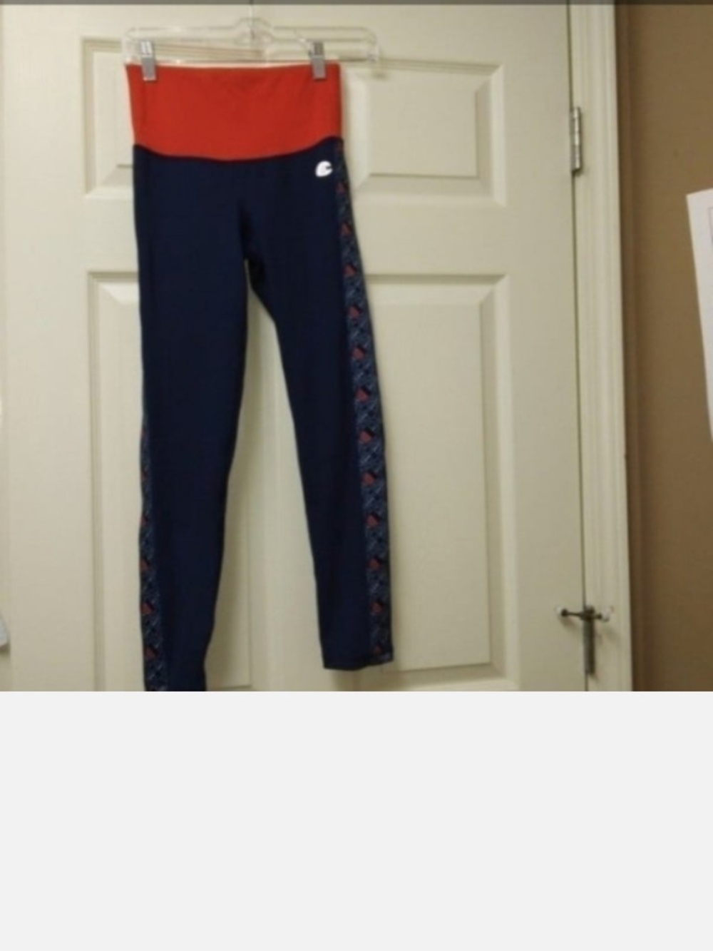 Champion  Navy Leggings with Red Waistband and Side Trim